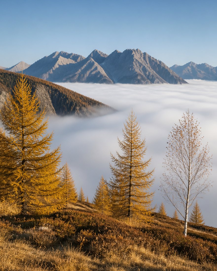 Vormittags über dem Nebel
