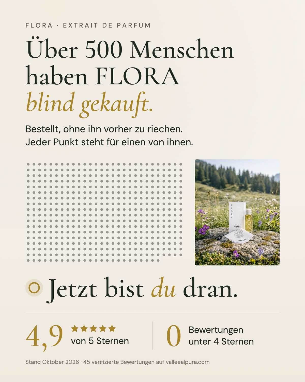 Über 500 Menschen haben FLORA blind gekauft, Bewertung 4,9 von 5 Sternen