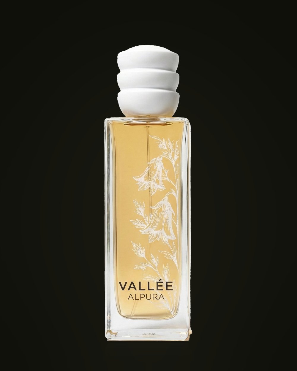 Flacone FLORA con fiori alpini incisi e tappo in legno